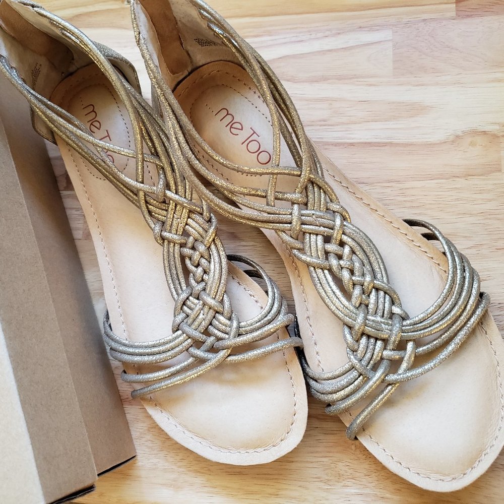 Me Too Nyla Sandals Flats 8 1/2 Gold NIB NEW